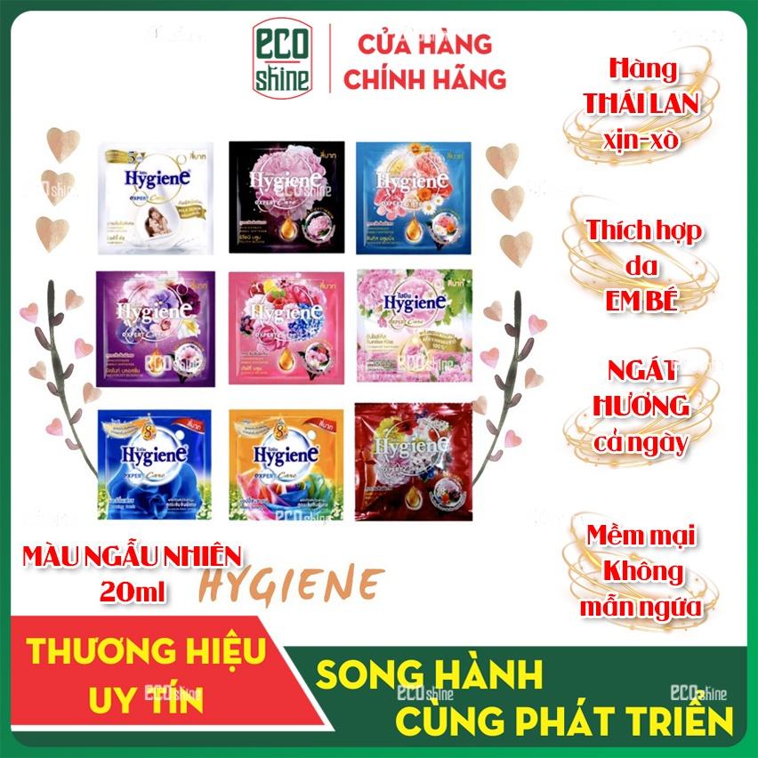 Nước Xả Vải Hygiene Thái Lan. CÔNG NGHỆ CHỐNG NHĂN VÀO NẾP - ĐỆ NHẤT THƠM. Siêu Đậm Đặc. Mỹ Phẩm Chăm Sóc Quần Áo. GÓI 20ML - DÂY 12 GÓI - MÀU NGẪU NHIÊN