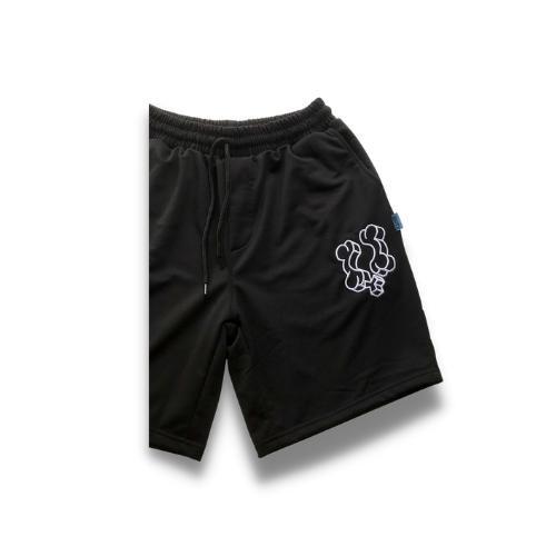 Quần short thun đen nam thêu logo