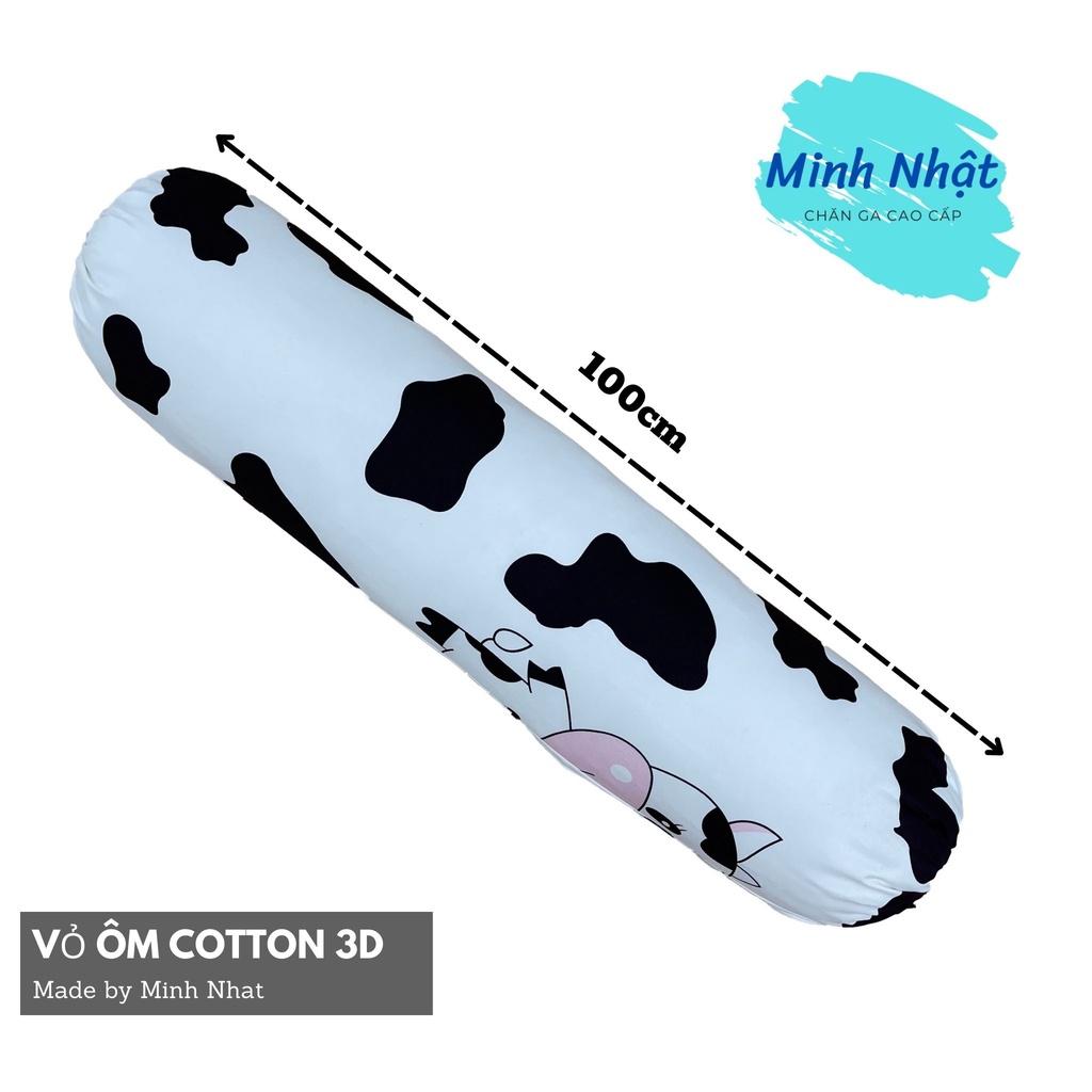 Vỏ gối ôm Cotton 3D Minh Nhật kích thước 35x100cm