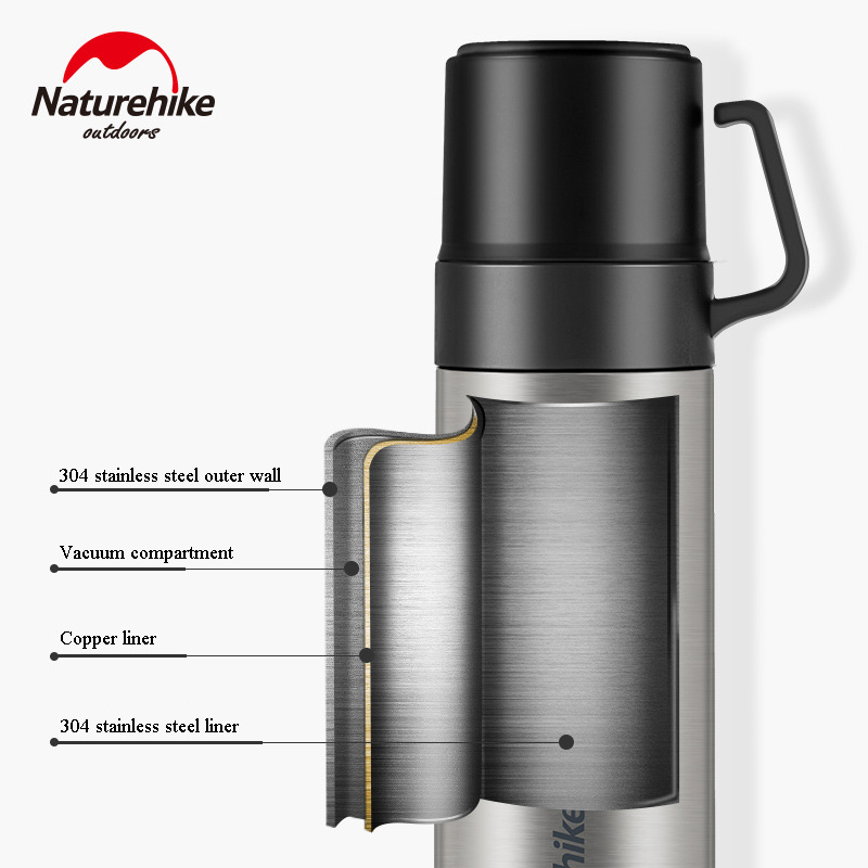 Bình giữ nhiệt NatureHike NH17S020-B 600ml tích hợp 2 cốc để uống