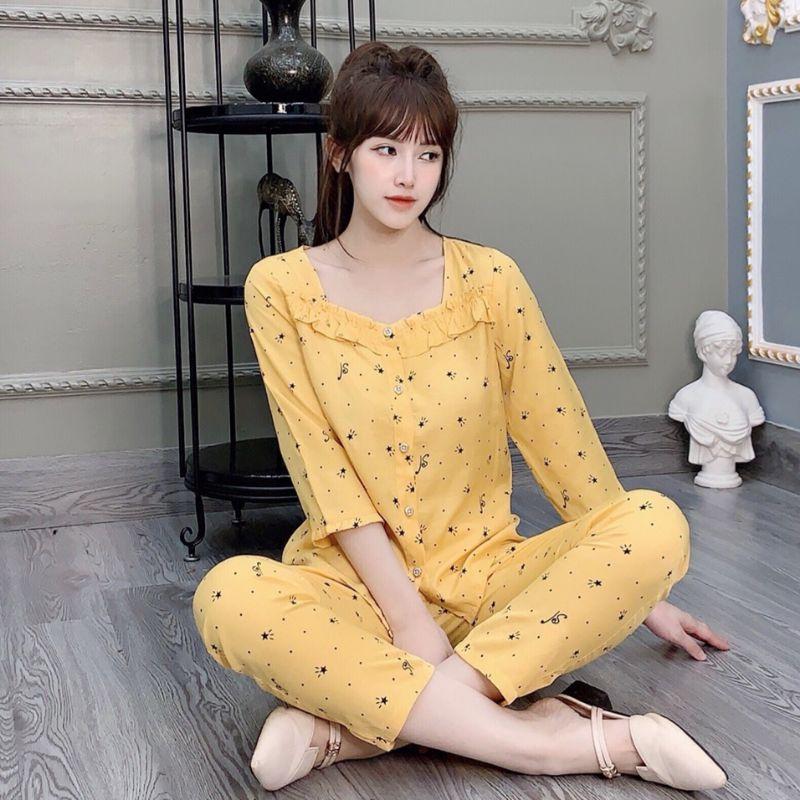 Quần áo mặc nhà cổ pha ren tiểu thư