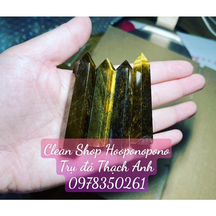 Trụ đá thanh tẩy Mắt Hổ , trụ đá thach anh dùng trong bài Tarot, thiền định, Reiki, đá phong thủy