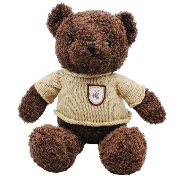 Thú Bông Gấu Teddy Nâu Đậm 40 cm - ZooZoo 40240 - Mặc Áo Len Logo