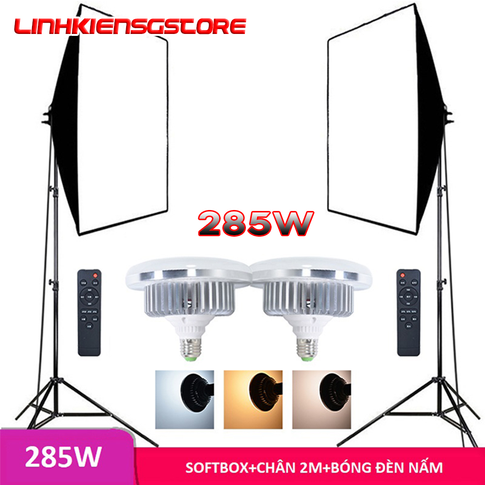 Bộ softbox bóng led nấm 285W kèm chân 2m điều chỉnh nhiệt độ màu hỗ trợ ánh sáng cho studio, chụp ảnh