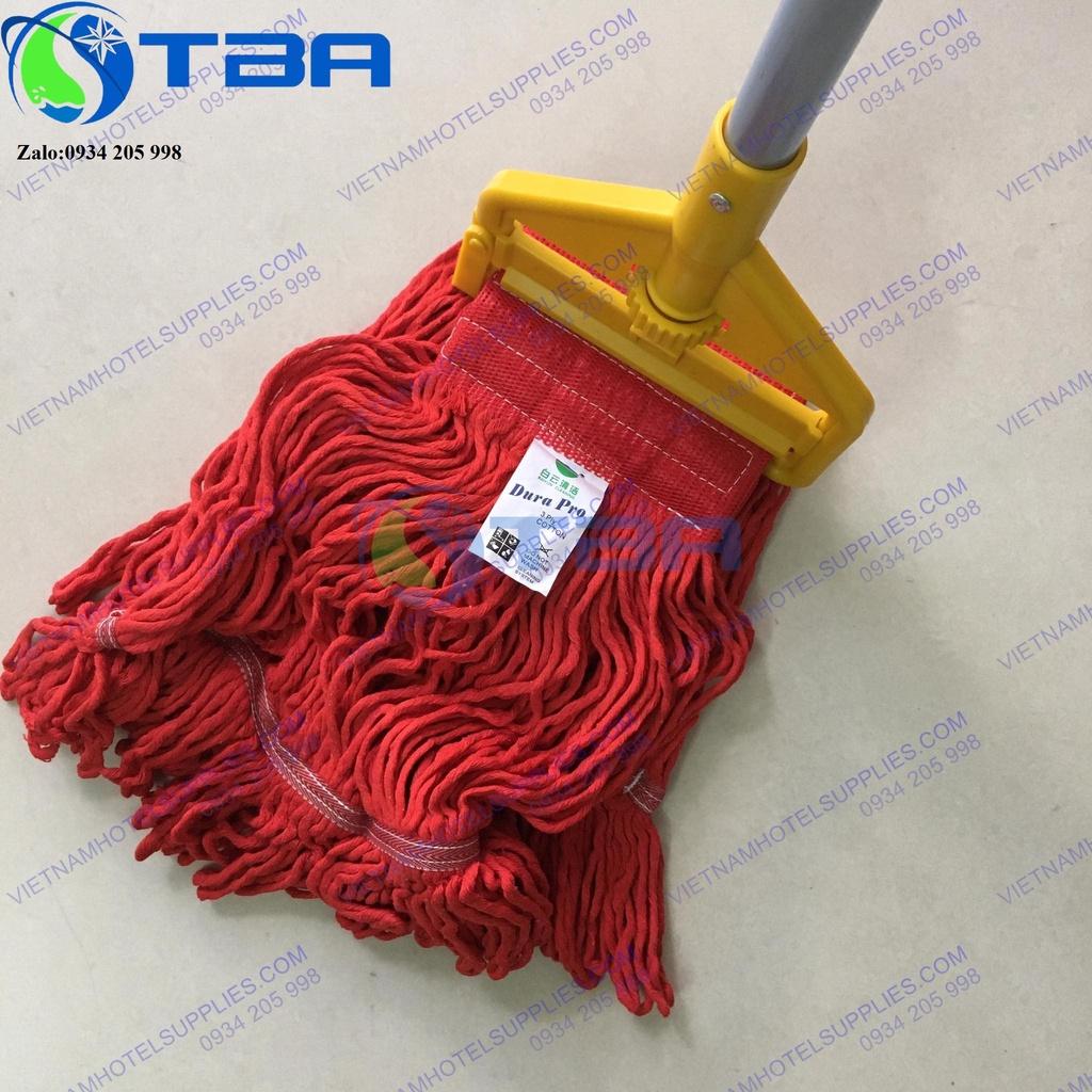 Cây lau sàn dạng kẹp cao cấp thân hợp kim nhôm tấm lau màu đỏ siêu bền với đầu kẹp màu vàng
