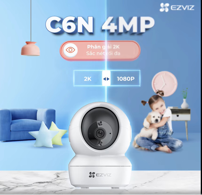 Camera Wi - Fi Ezviz C6N 4Mp Trong Nhà, Quay Quét 360 Độ, Quan Sát Ban Đêm 10M Bằng Hồng Ngoại Ir, Đàm Thoại 2 Chiều, Theo Dõi Chuyển Động Thông Minh - - Hàng Chính Hãng - Camera Kèm Thẻ 32G
