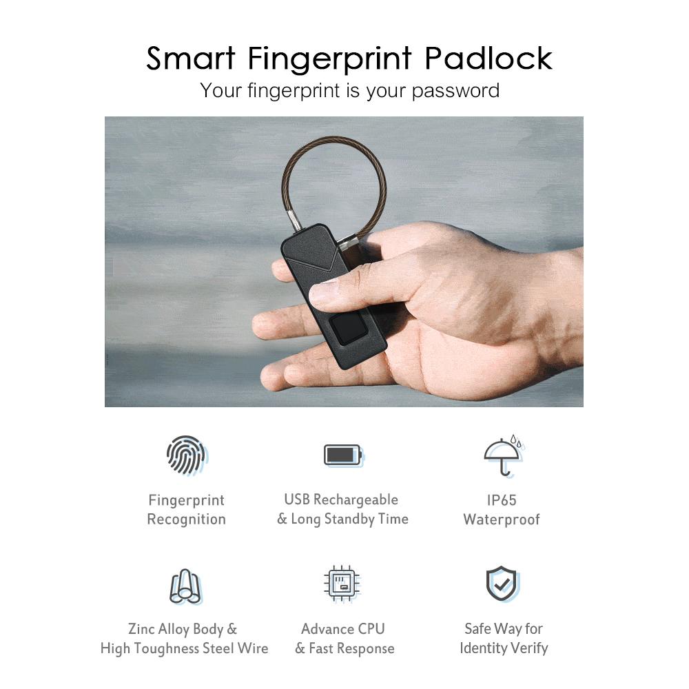 Khóa vân tay thông minh không cần chìa khóa Có thể sạc lại USB 10 bộ