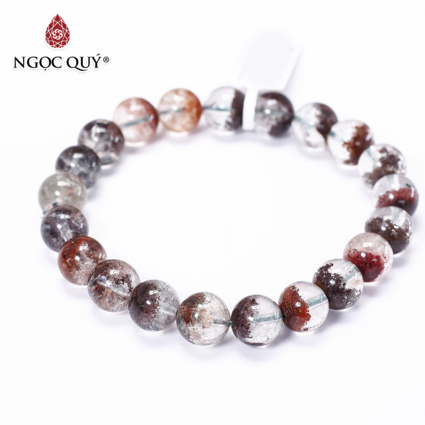 Vòng tay đá thạch anh ưu linh nâu đỏ 9.5mm mệnh hỏa, mộc - Ngọc Quý Gemstones