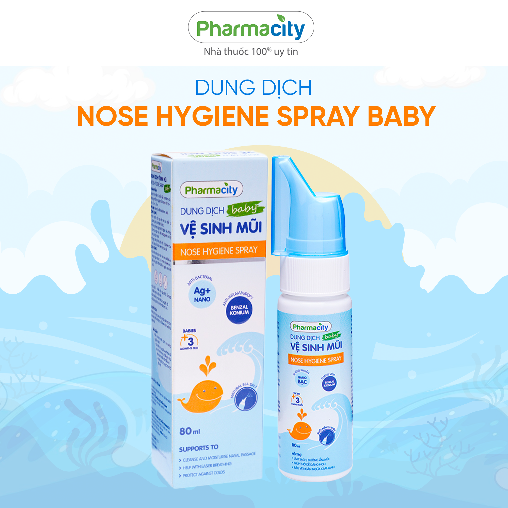 Dung dịch vệ sinh mũi kháng khuẩn cho trẻ em Nose Hygiene Spray Baby