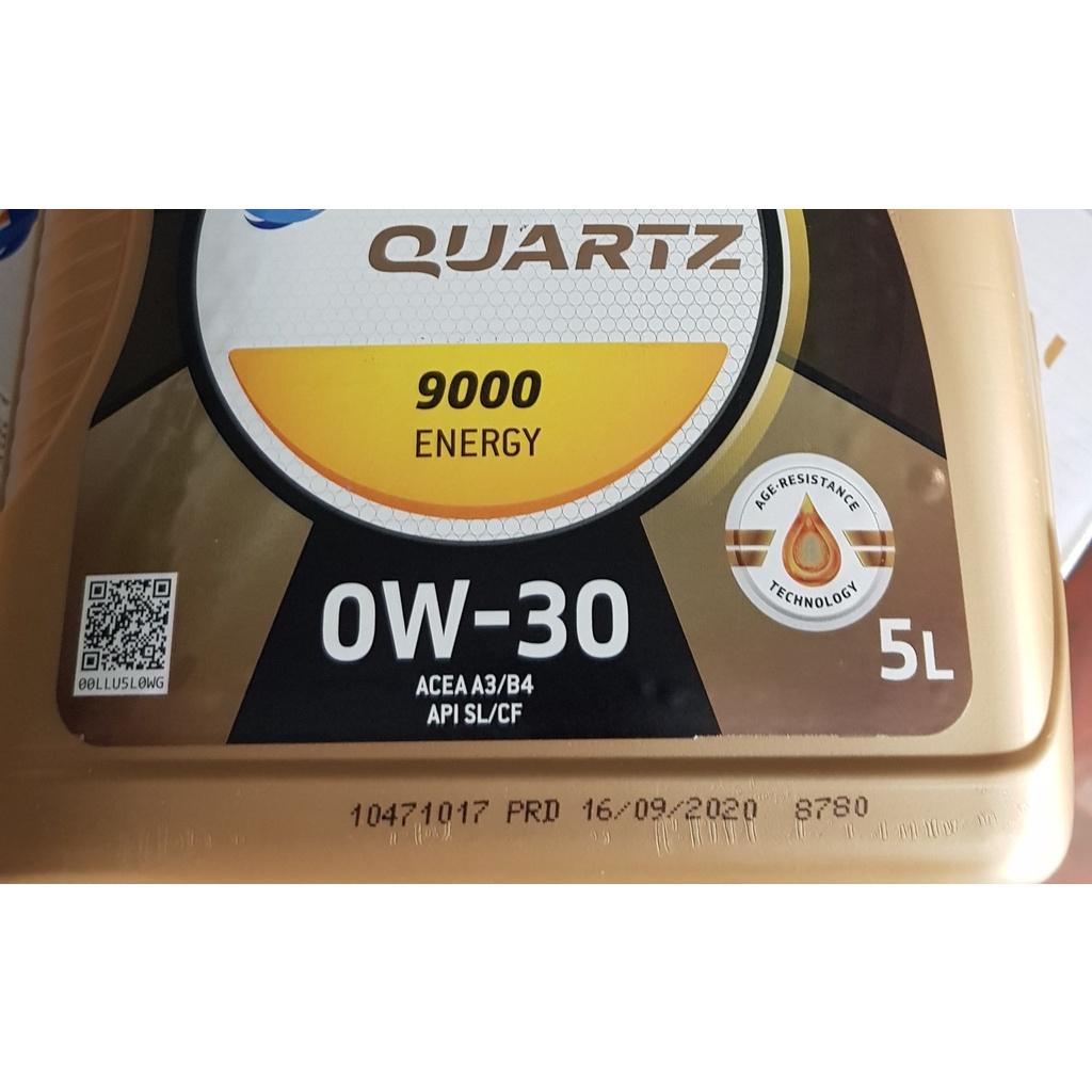 Bộ 3 dầu nhớt ô tô cao cấp tổng hợp Total Quarzt 9000 0W-30 can 5L
