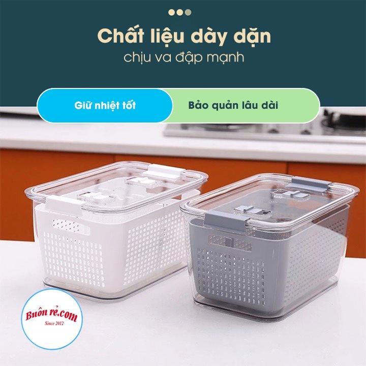 Hộp đựng thực phẩm 2 lớp Hokori, Hộp bảo quản thức ăn có lỗ thoát nước Việt Nhật (2 size)