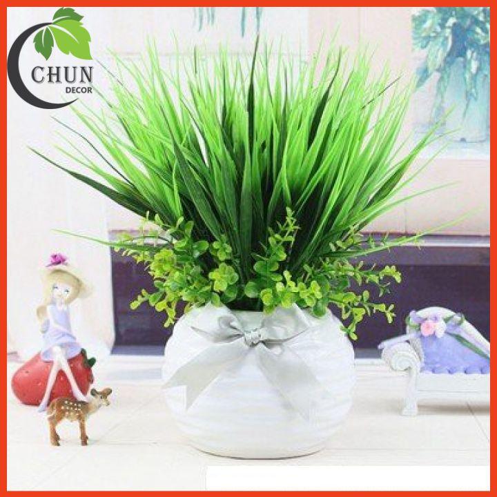Chậu Cây Rau Má, Chậu Mạ Non Nhân Tạo Để Bàn, Kệ Tủ Trang Trí Nhà Cửa, Cửa Hàng, Văn Phòng, Lớp Học