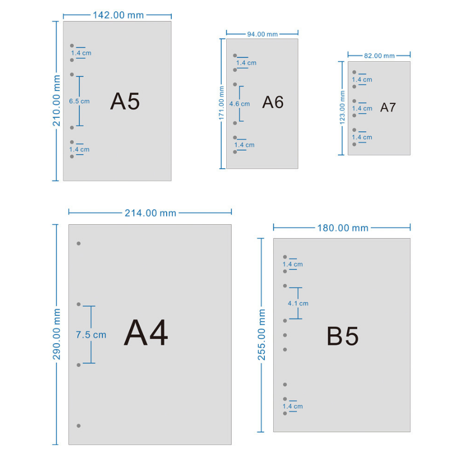 Ruột sổ Giấy re.fi.ll 100gsm B5 9 lỗ A4 4 lỗ A5 6 lỗ phụ kiện sổ planner bullet journal