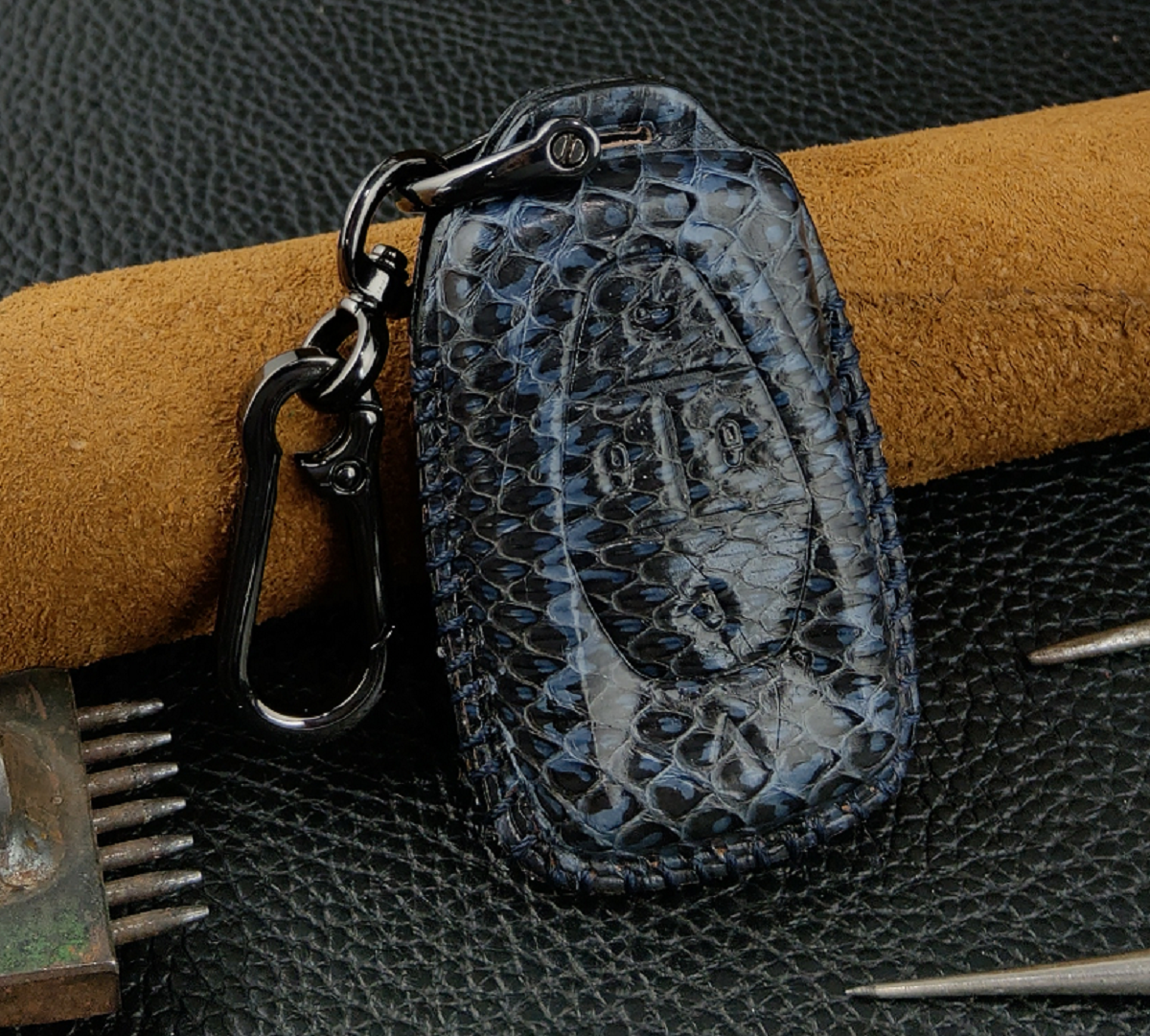 Bao Da Chìa Khóa Ô Tô Handmade Vinfast E34 VF8 VF9 VF6 Da Rắn - hàng chính hãng