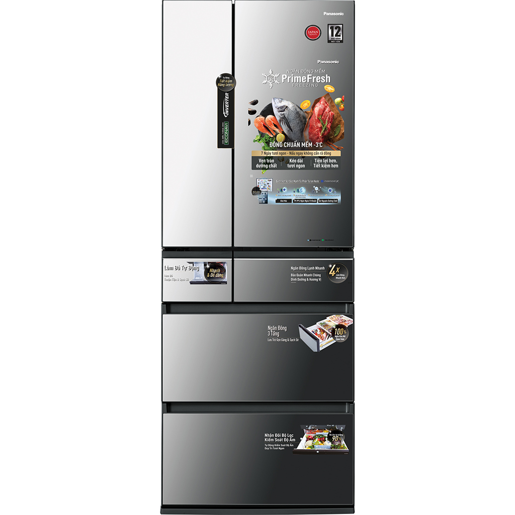 Tủ Lạnh 6 Cánh Panasonic 491 Lít NR-F503GT-X2 - Công nghệ diệt khuẩn độc quyền - Hàng chính hãng