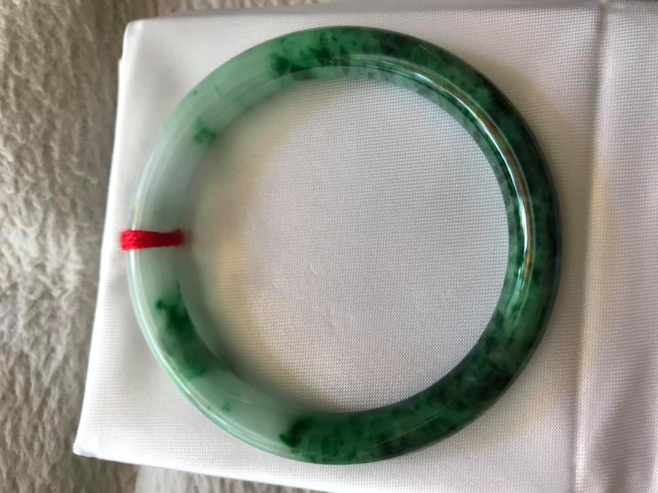 VÒNG KHỐI CẨM THẠCH TỰ NHIÊN MÀU XANH SƠN THUỶ LÝ 50MM x dầy 7,2mm VÒNG TAY NỮ BÓNG ĐẸP 48KG - 57KG ĐEO
