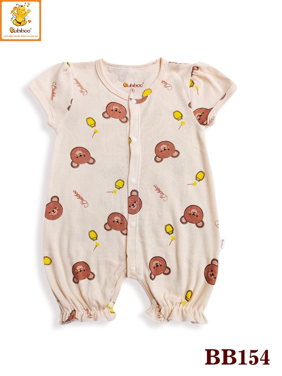 Bodysuit bé gái Babibo áo liền quần cho bé vải Cotton bozip, co dãn , thấm hút BB154