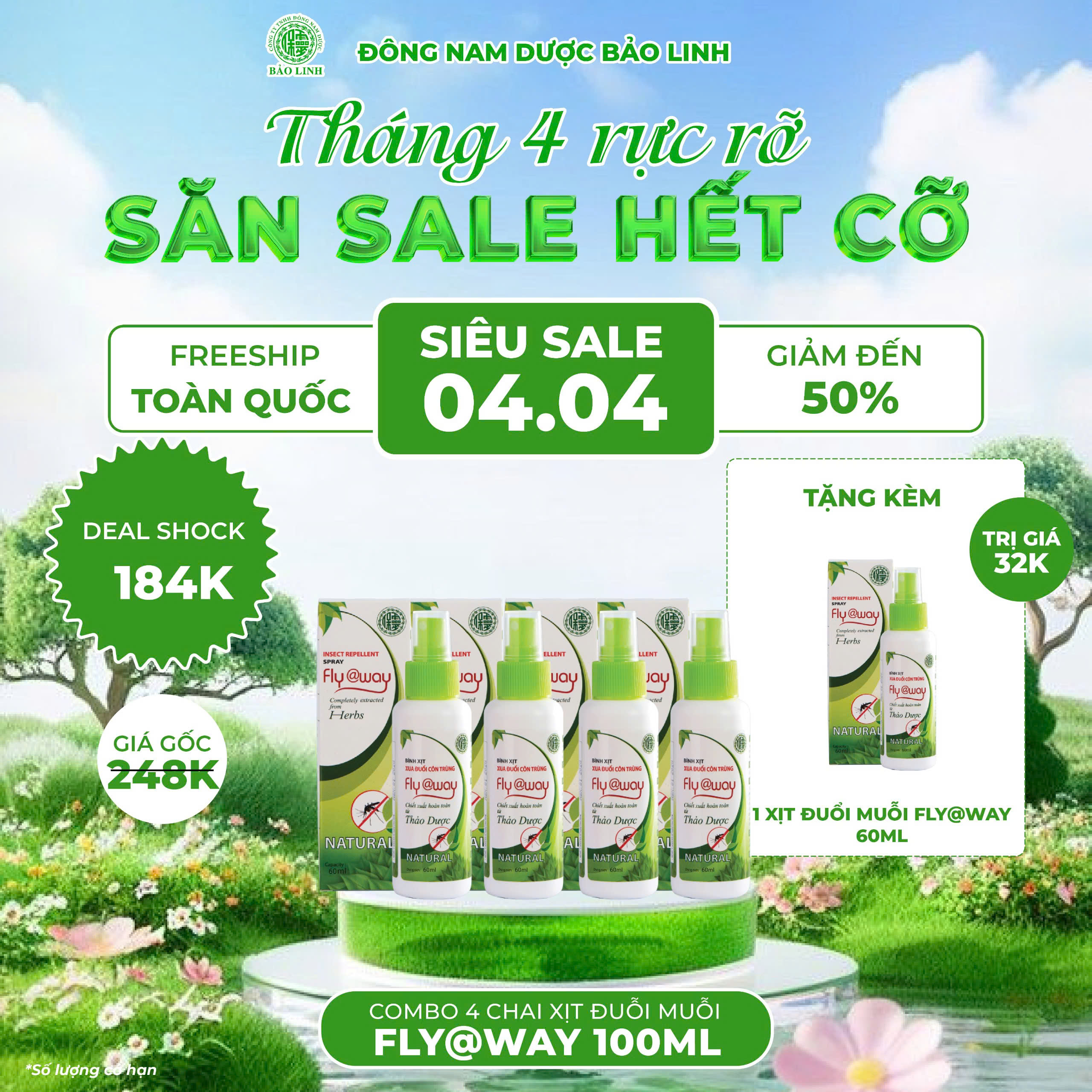 [Combo 2 Chai 100ml] Xịt Xua Đuổi Muỗi Và Côn Trùng Fly@Way Bảo Linh, 100% Thảo Dược Từ Thiên Nhiên, An Toàn Cho Bé và Cả Gia Đình