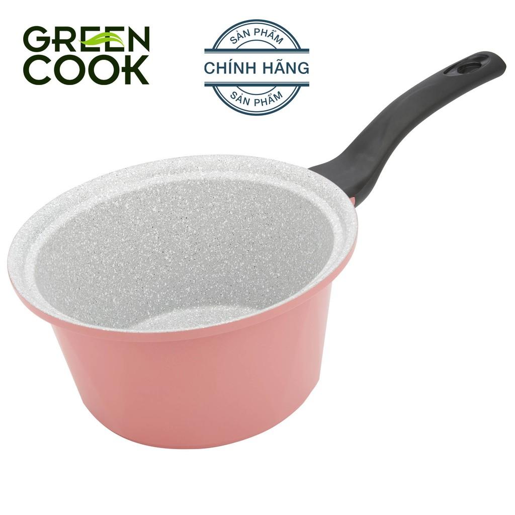 Nồi nấu bột chống dính đáy từ đúc ceramic vân đá 18cm Green Cook - Nồi quánh chống dính chất liệu cao cấp