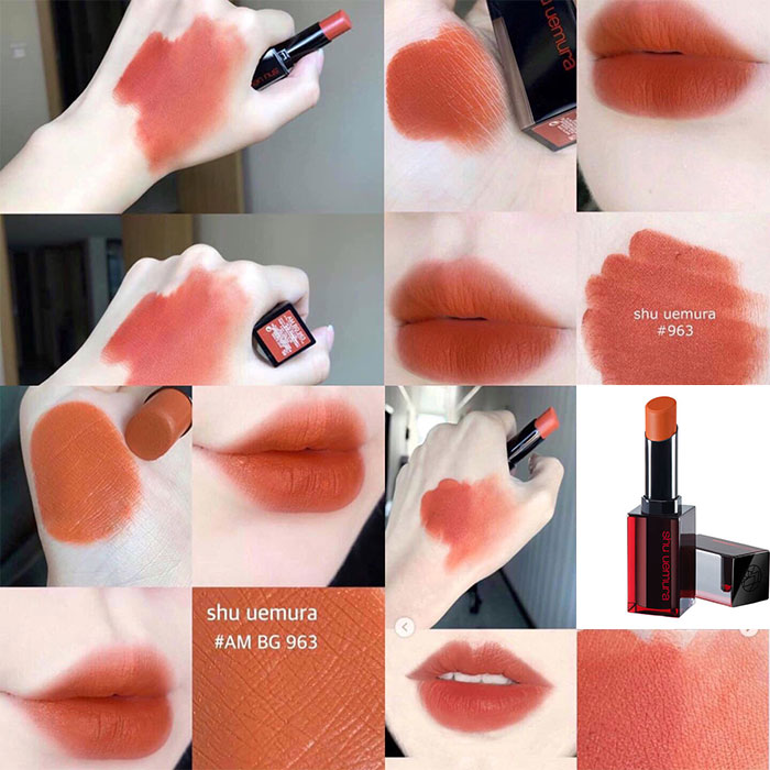 Son Shu Uemura Rouge Unlimited Amplified Matte AM BG 963 Màu Cam Đất (Chất Son Lì Có Dưỡng)