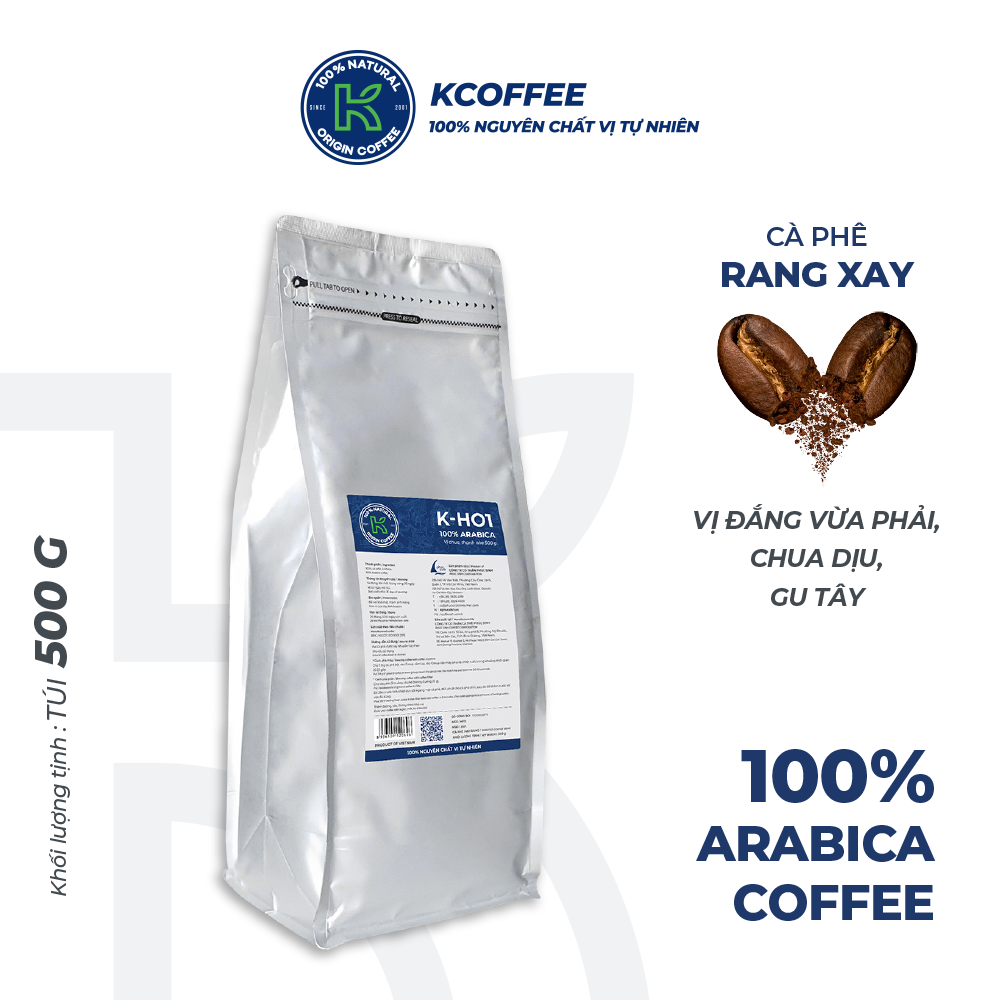 Cà phê rang xay K-Coffee Arabica chuẩn xuất khẩu K-HO1 (500g/Túi)