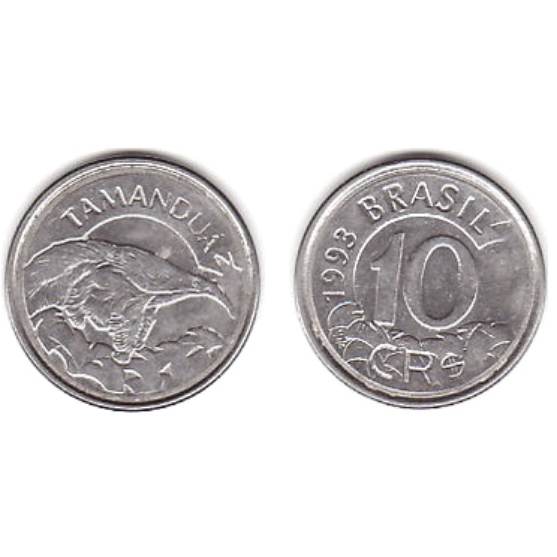 Đồng xu Brazil 10 centavos Chồn hôi Tamandua đặc trưng, [MỚI CỨNG, ĐẸP] sưu tầm 22mm