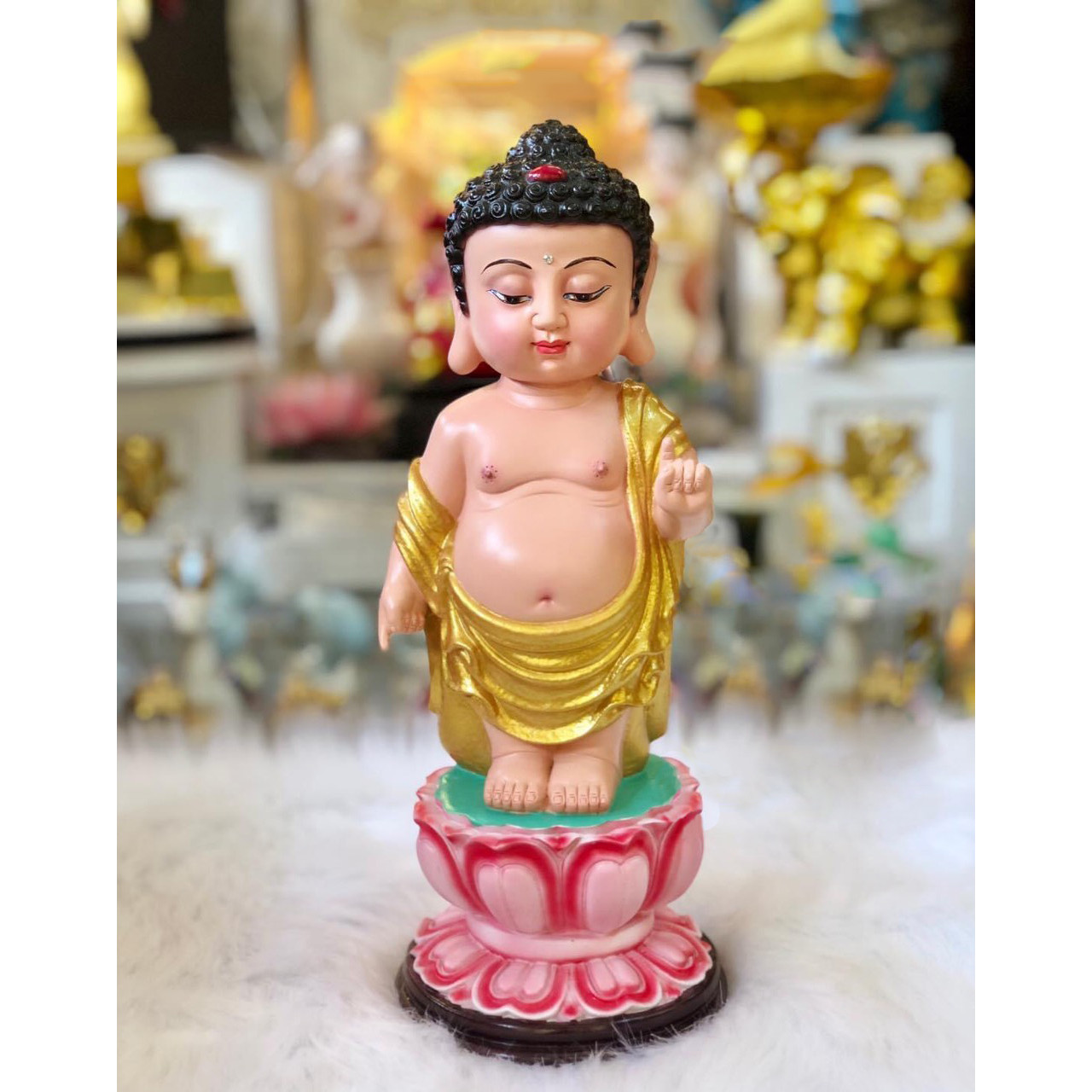 Tượng Phật Đản Sanh tọa đài sen size 35cm