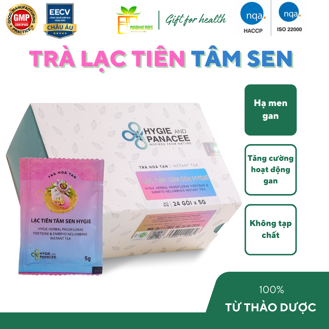 TRÀ LẠC TIÊN TÂM SEN HYGIE Hỗ trợ ngủ ngon - An thần - Thanh nhiệt, giải độc