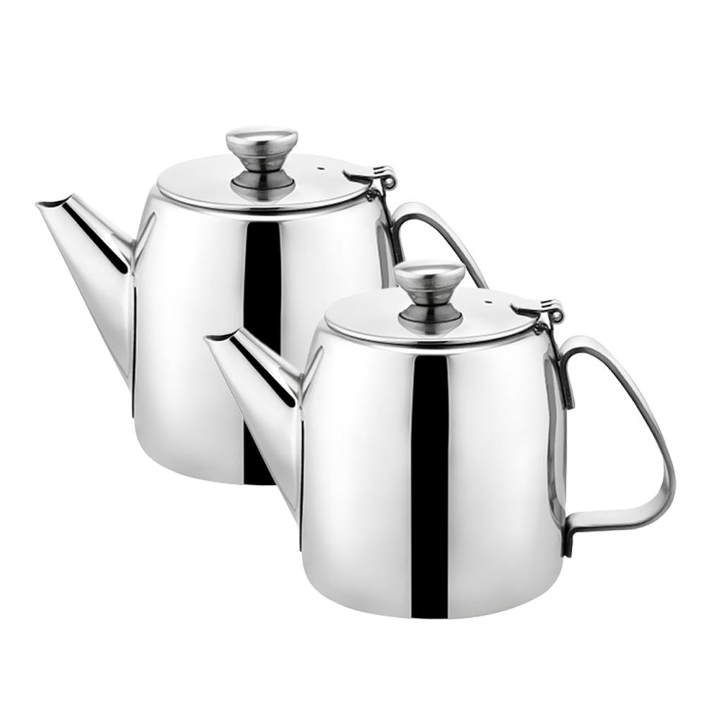 2Pcs 500ml Stainless Steel Teapot Cold Water Kettle Jug Coffee Pot Handle
