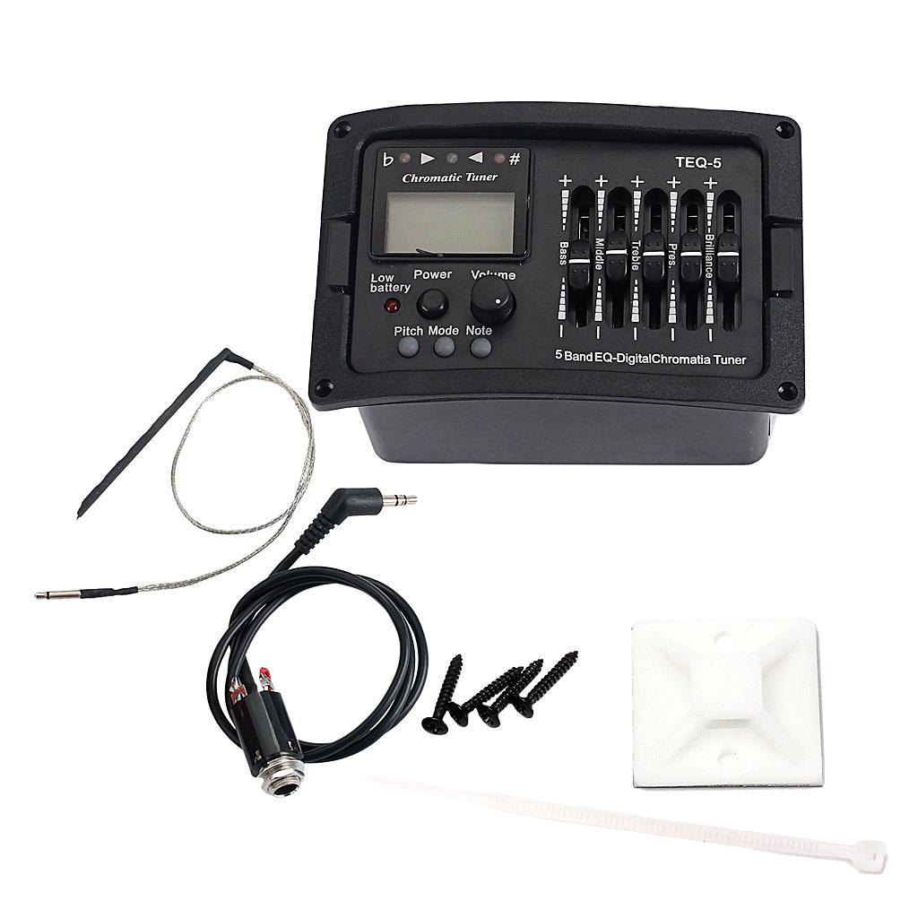 5-Band Acoustic Guitar Preamp EQ Piezo Pickup LCD Tuner for Guitar Parts Accessories