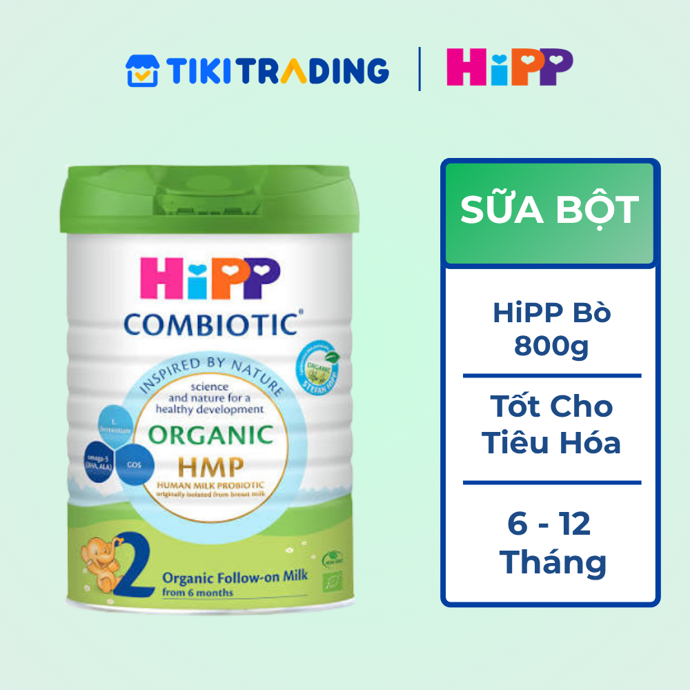 Sữa bột công thức HiPP Organic Combiotic 800g Số 02 cho bé từ 6 - 12 tháng