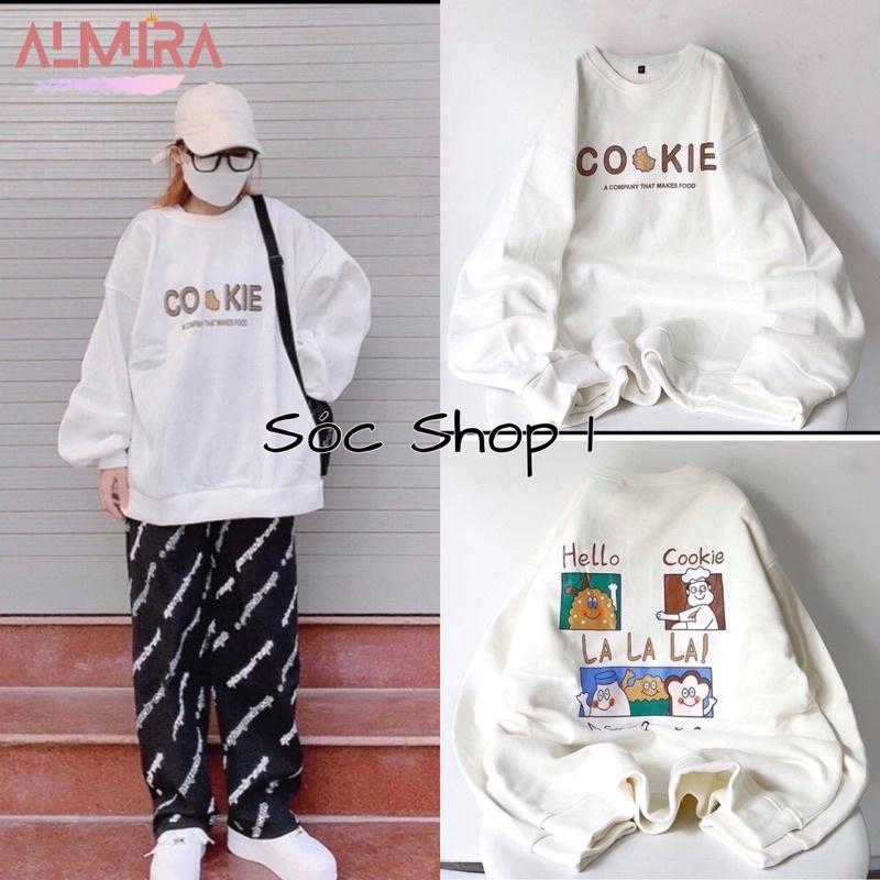 Áo Sweater Chữ Ngực COOKIE Form Rộng Tay Phồng Ulzzang