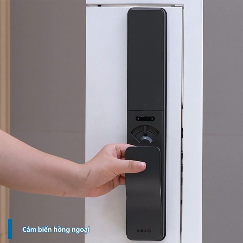 Bộ khóa cửa thông minh Gateway điều khiển từ xa, vân tay, thẻ từ, mật khẩu và chìa cơ, tích hợp kèm chuông cửa Philips DDL801-5HBS - Hàng nhập khẩu