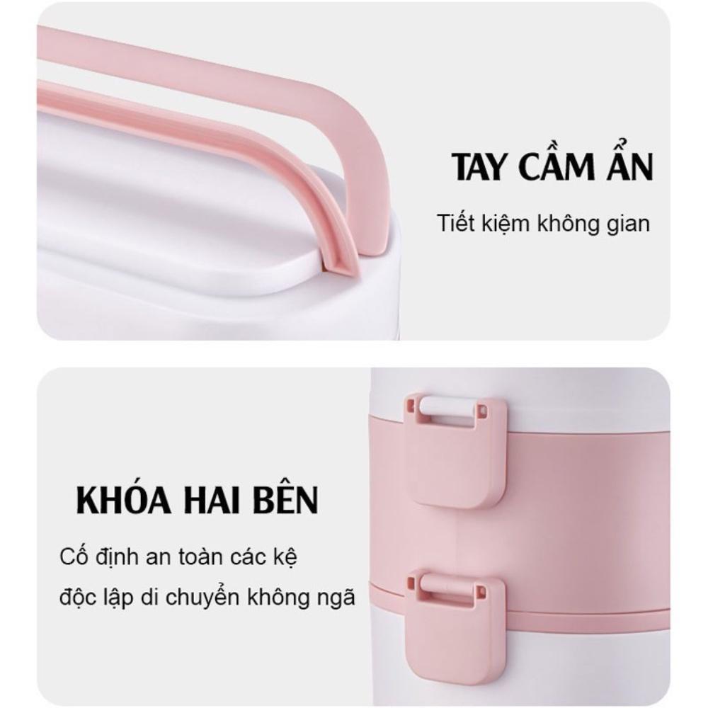 Hộp cơm cắm điện văn phòng 2 tầng 4 khay inox, cặp lồng cơm giữ nhiệt tự nấu chín hâm nóng đồ ăn bảo hành 12 tháng