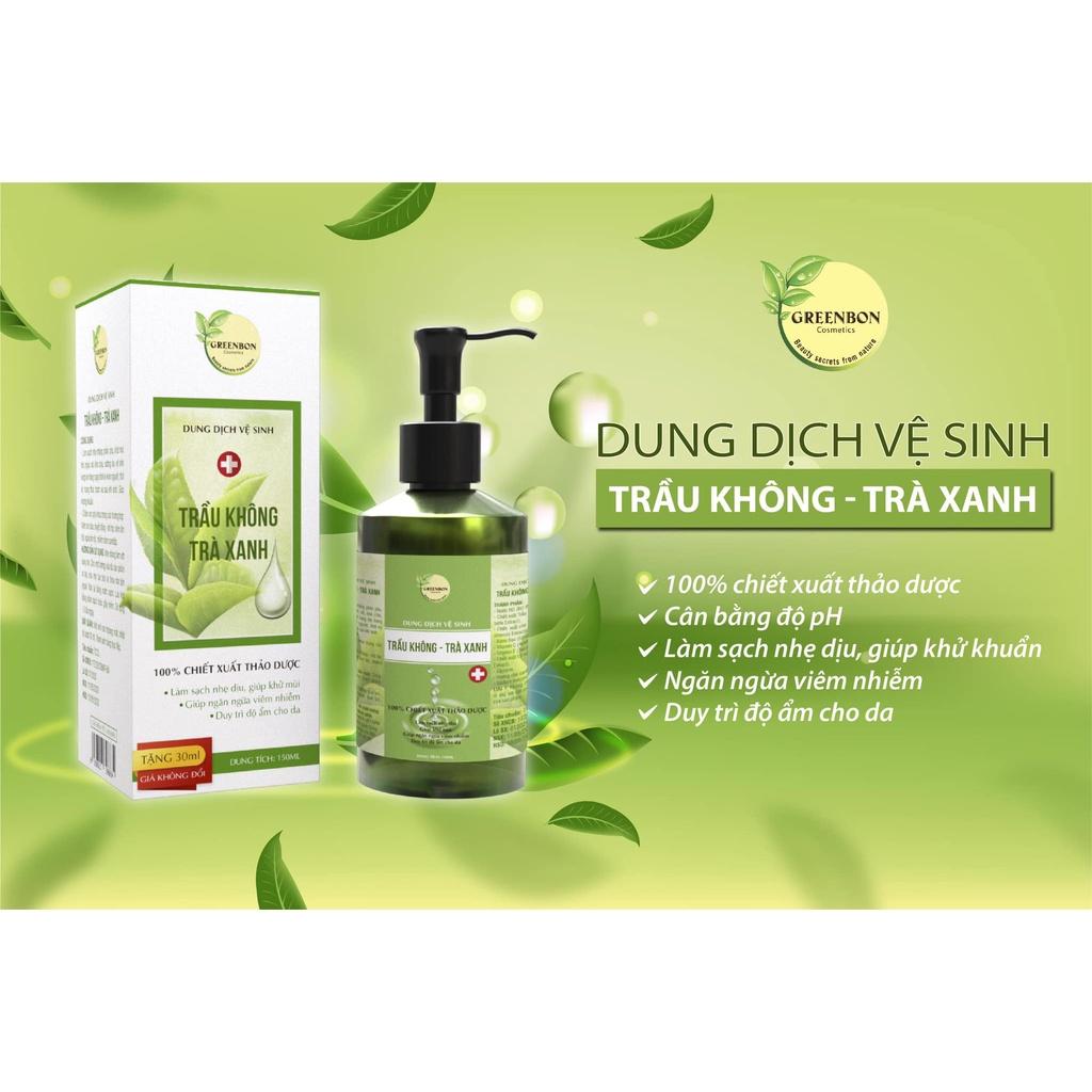 Dung dịch vệ sinh phụ nữ trầu không trà xanh 150ml GreenBon Cosmetics