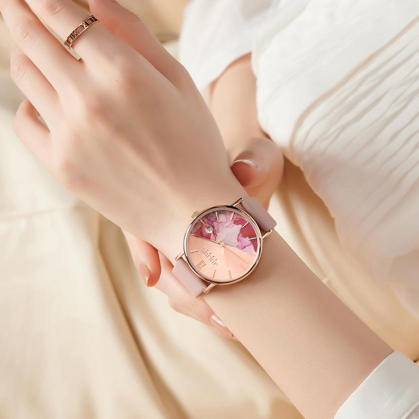 Đồng Hồ Nữ Chính Hãng Julius Cao Cấp Dây Da Mặt Tròn Chống Nước Kính Khoáng Đường Kính 36mm JA-1312C