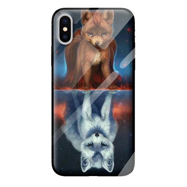 Ốp kính cường lực cho iPhone XS mẫu sói 2 - Hàng chính hãng