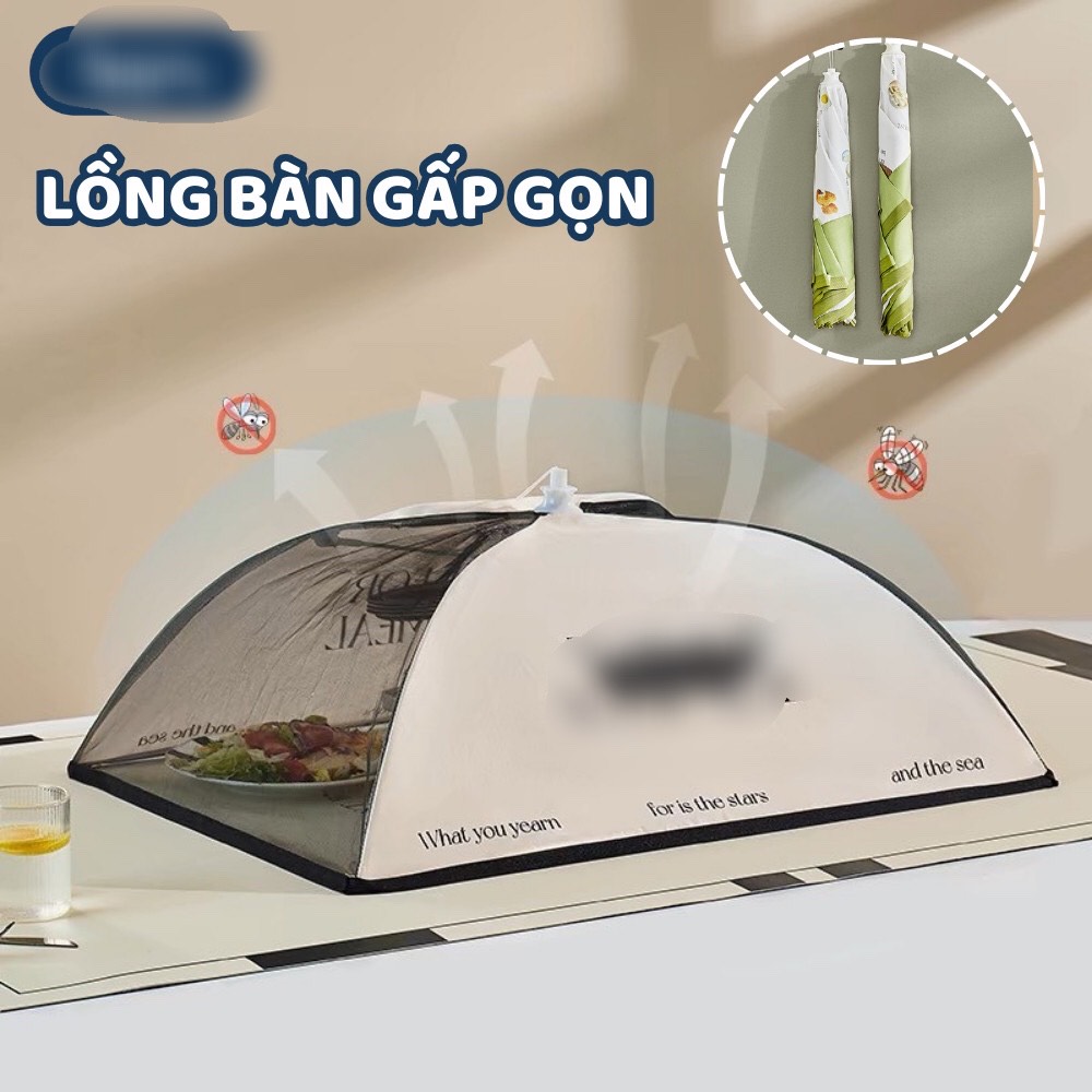 Lồng bàn gấp gọn đậy thức ăn, chất liệu vải polyester bền chắc kích thước 70cm, chống bụi , vô cùng tiện lợi