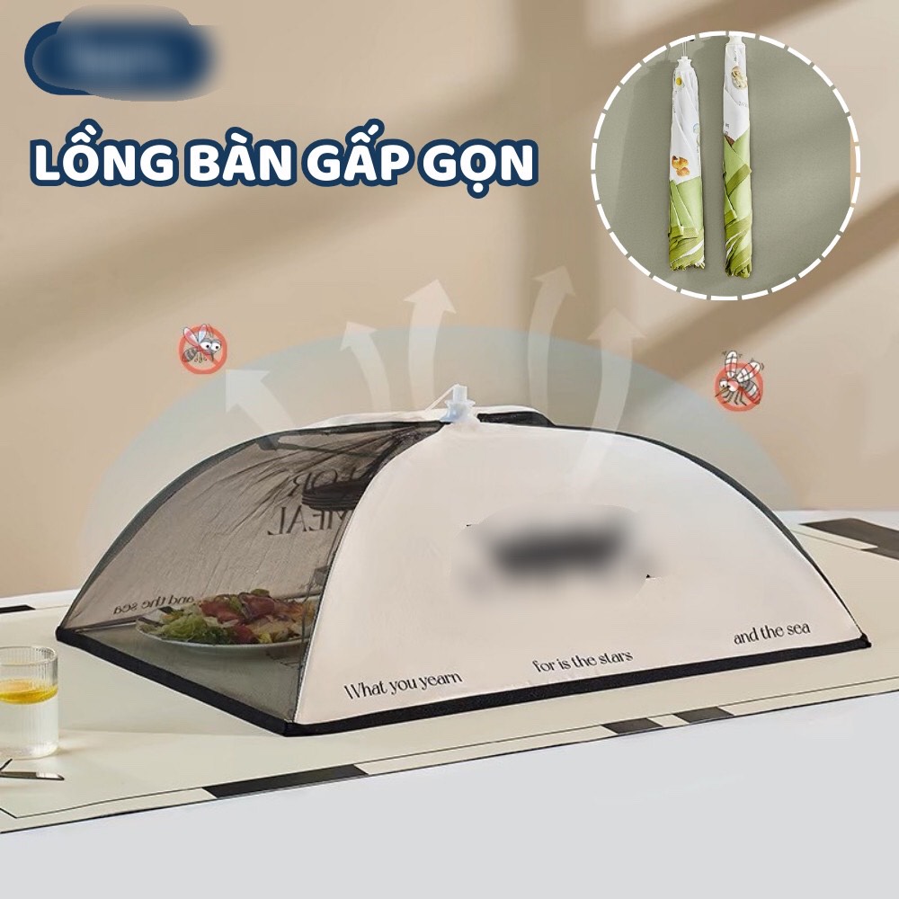 Chụp lồng bàn đậy thức ăn gấp gọn ,  giữ nhiệt và bảo vệ đồ ăn sạch sẽ ,  chất liệu an toàn có móc treo tiện lợi