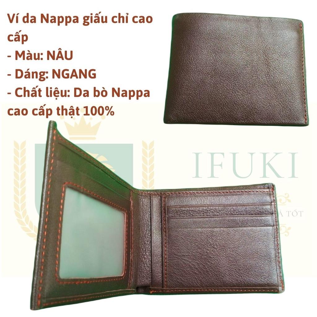 Ví da giấu chỉ cho nam , làm từ da bò Nappa thật , cao cấp , nhỏ gọn , đẹp , dùng đựng thẻ , đựng tiền – IFUKI