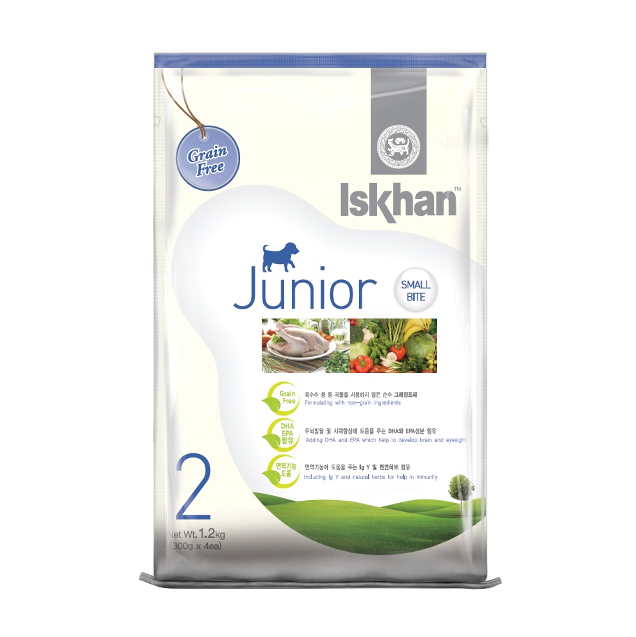 Thức ăn hạt Hàn Quốc ngăn ngừa dị ứng và hỗ trợ da lông cho chó con Iskhan Junior 1.2kg