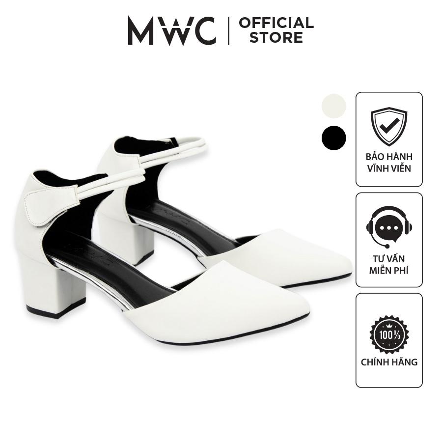 Giày MWC 4285 - Giày Sandal Cao Gót Đế Vuông 5cm, Cao Gót Bít Gót Mũi Nhọn Quai Hậu Thời Thượng