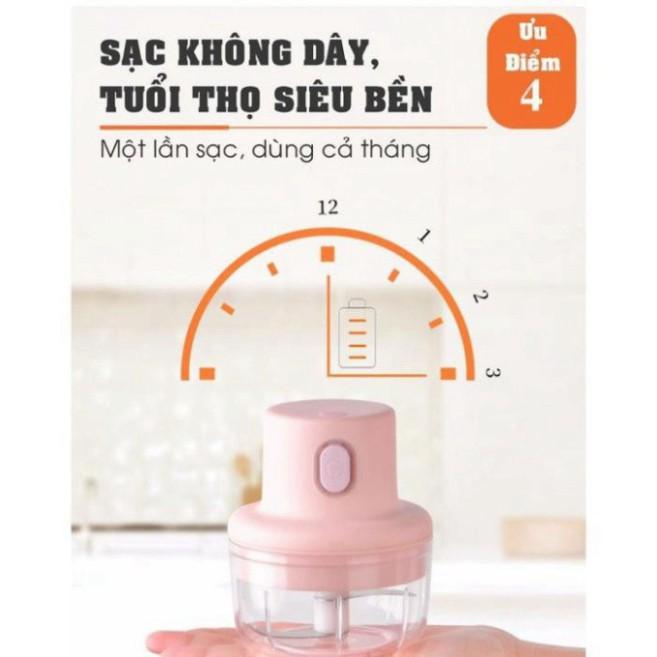 Máy Xay Mini Sạc Điện Cầm Tay, Xay Thịt, Xay Đồ Ăn Dặm Cho Bé, Gia Vị, Tỏi, Ớt Siêu Tiện Dụng Cho Bạn