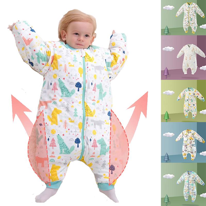 Cho Bé Mùa Đông Cotton Kẹp Đồ Ngủ Cho Bé Ấm Áp Romper Áo Liền Quần Homewear Trẻ Sơ Sinh Túi Ngủ Trẻ Em Hoạt Hình Mềm Mại Đi Ngủ Dây Kéo Jumpsuit 1-5T