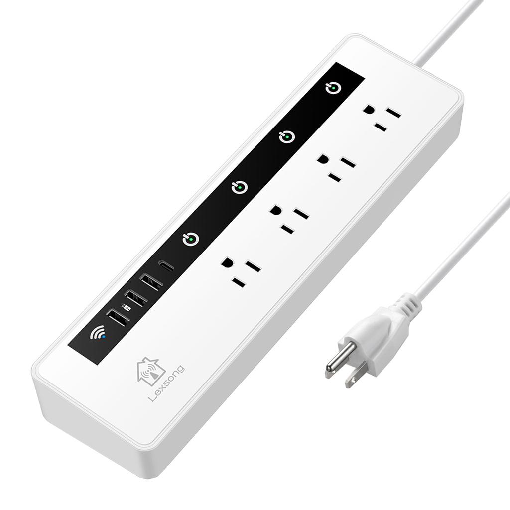WiFi Smart Power Strip with 4 AC Outlets and 3 USB Ports US Plug