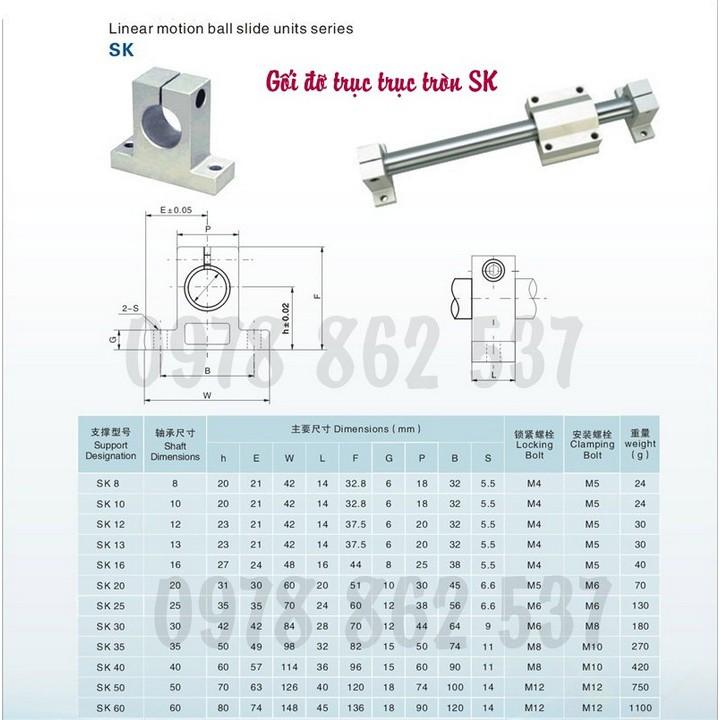 Gối đỡ trục trượt tròn SK-30