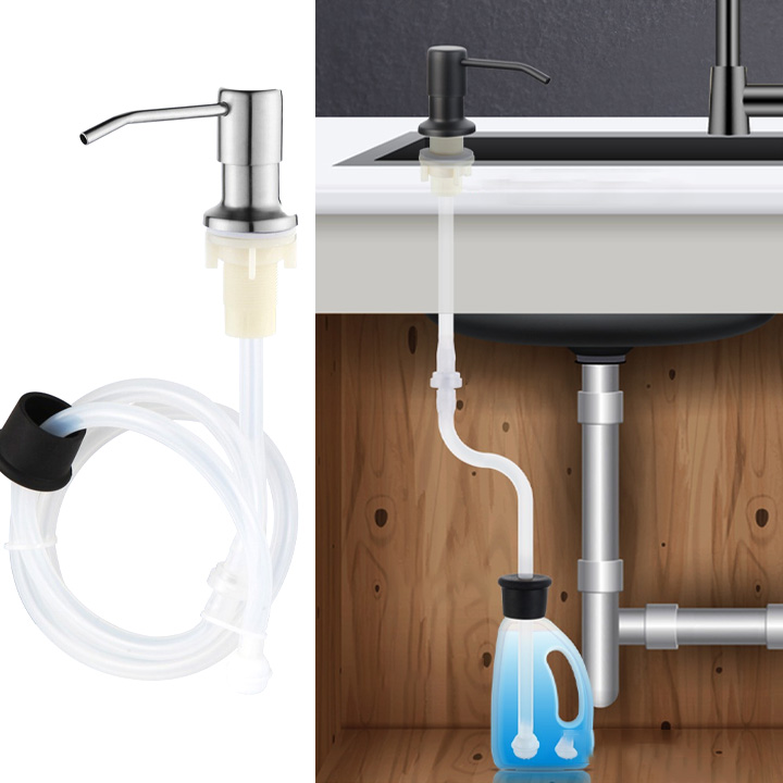 Đầu xịt dầu rửa chén bát gắn chậu bếp, làm bằng inox 304, có ống mềm nối với bình đựng dầu rửa