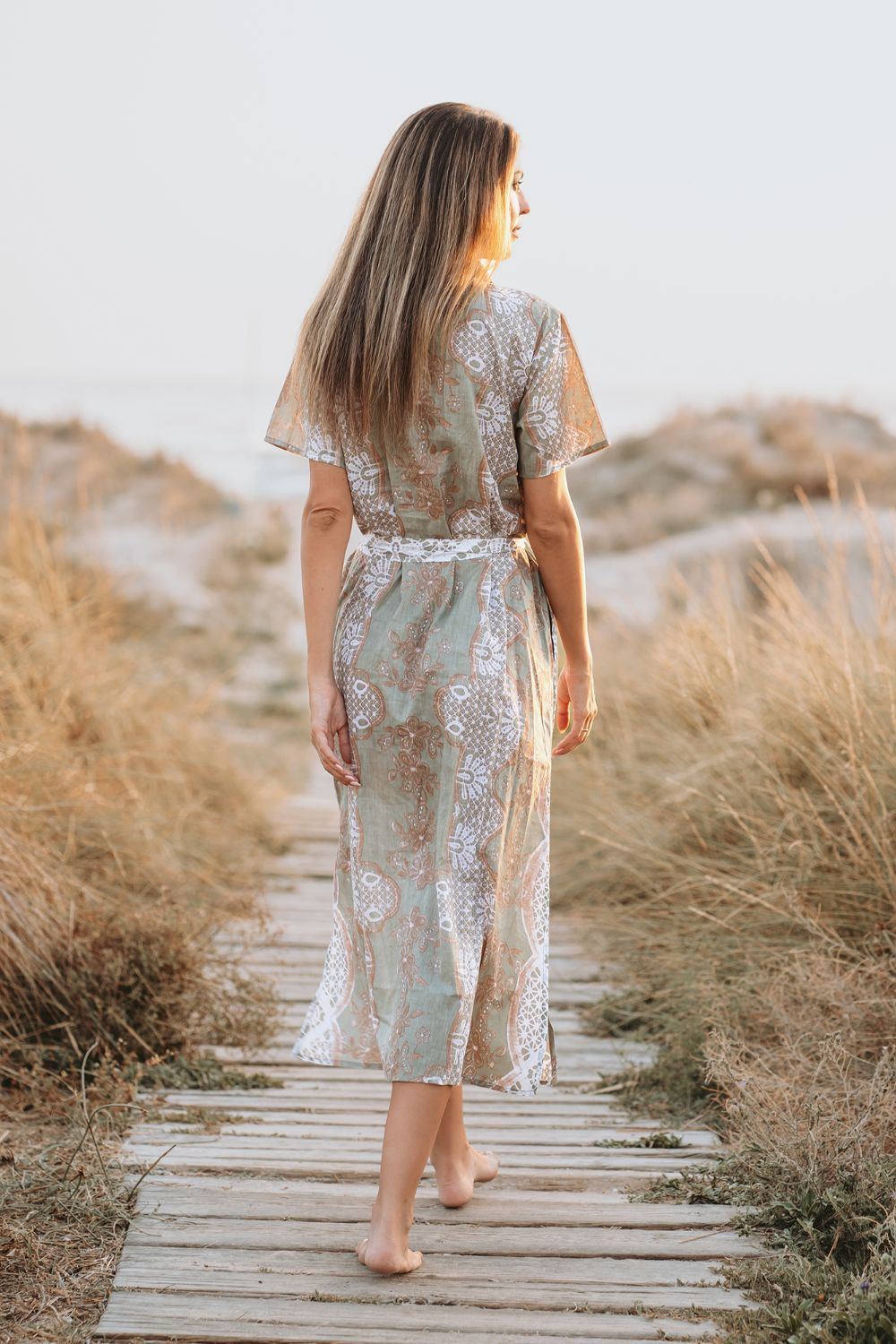 Maxi Sơ Mi Ngắn Tay Kết Cườm Cotton Isla Bonita