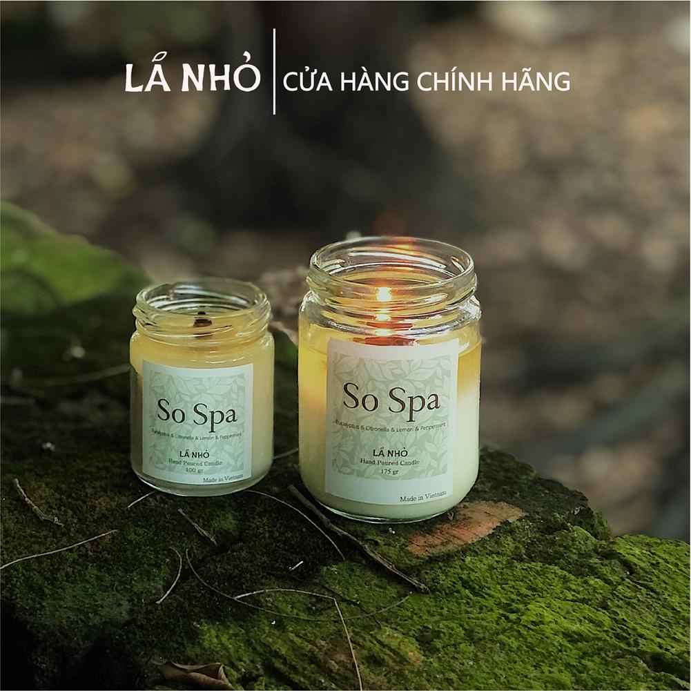 Nến thơm LÁ NHỎ - So Spa (Eucalyptus + Cintronella + Lemon + Peppermint) - Thư giãn - Tươi mới - Trong Lành