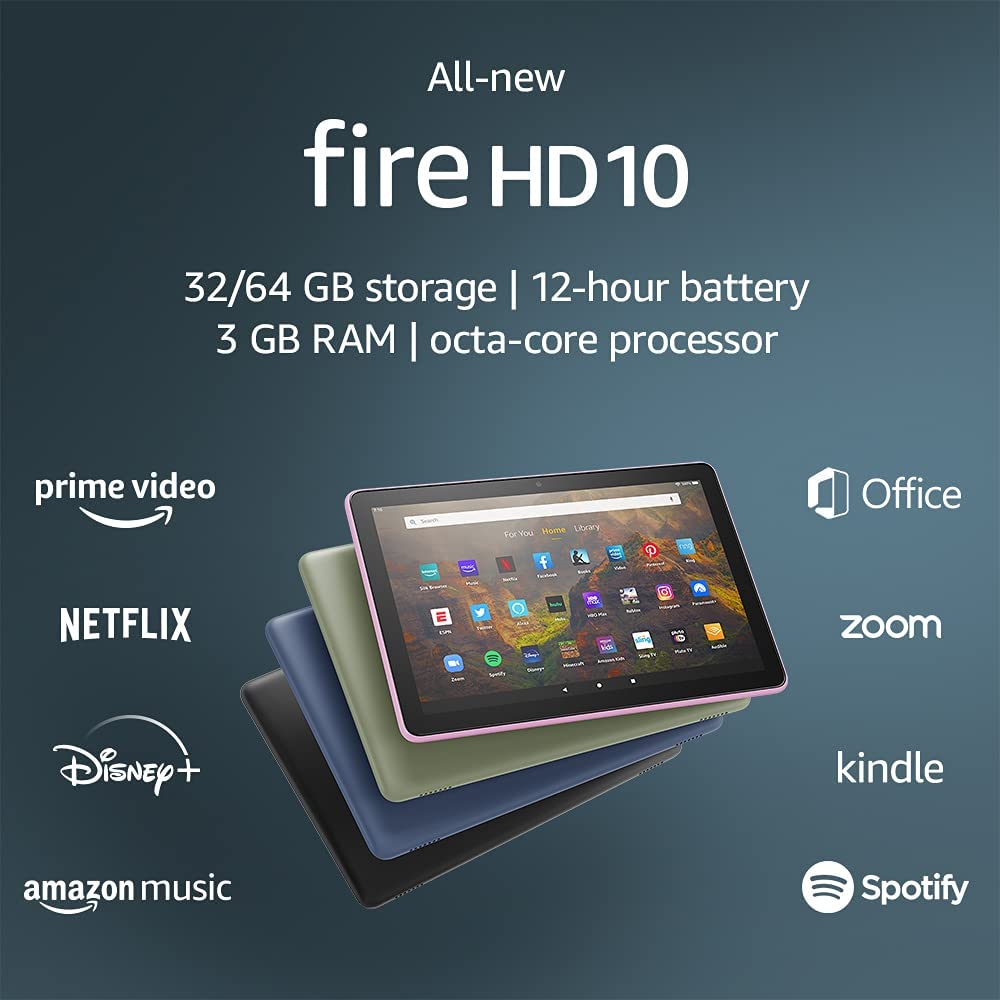 Máy tính bảng Kindle Fire HD10 2021 - 11th -  (All New Fire HD10 - 2021) - Ram 3GB, bộ nhớ 32GB, màn hình 1080 FullHD